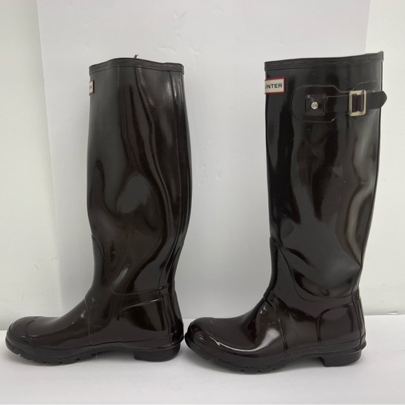 Hunter Women's Original Tall Gloss Rain Boots brown - Picture 12 of 16